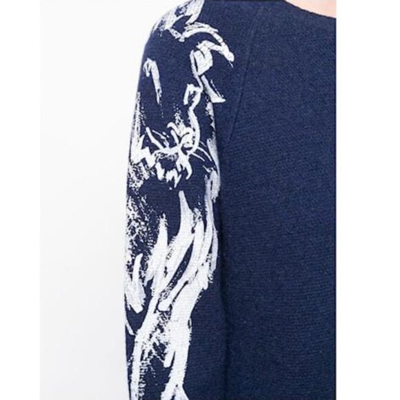 Chanel CC Logo & Lion Cashmere Sweater Navy Blue